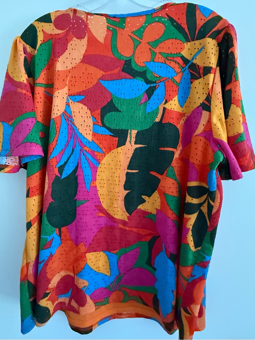 Cato Multicolor Floral Eyelet Scoop Neck Top - Picture 4 of 6